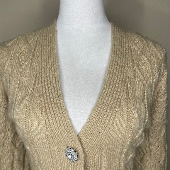 And Now This Women's Tan Silver Embellished Long Sleeve Sweater Cardigan XS - Picture 2 of 11